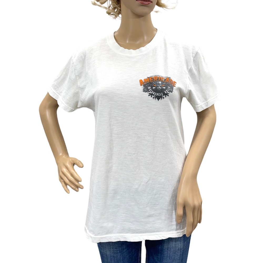 HARLEY-DAVIDSON White Woman’s Short Sleeve Tee Shirt Size Small